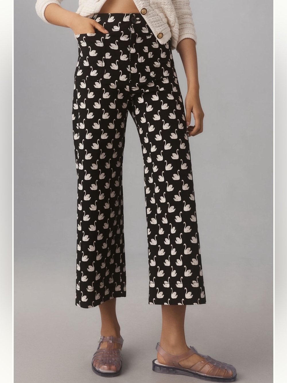 Anthropologie Maeve Colette High Rise Wide Leg Crop Pants in Magic Fabric - Picture 2 of 9